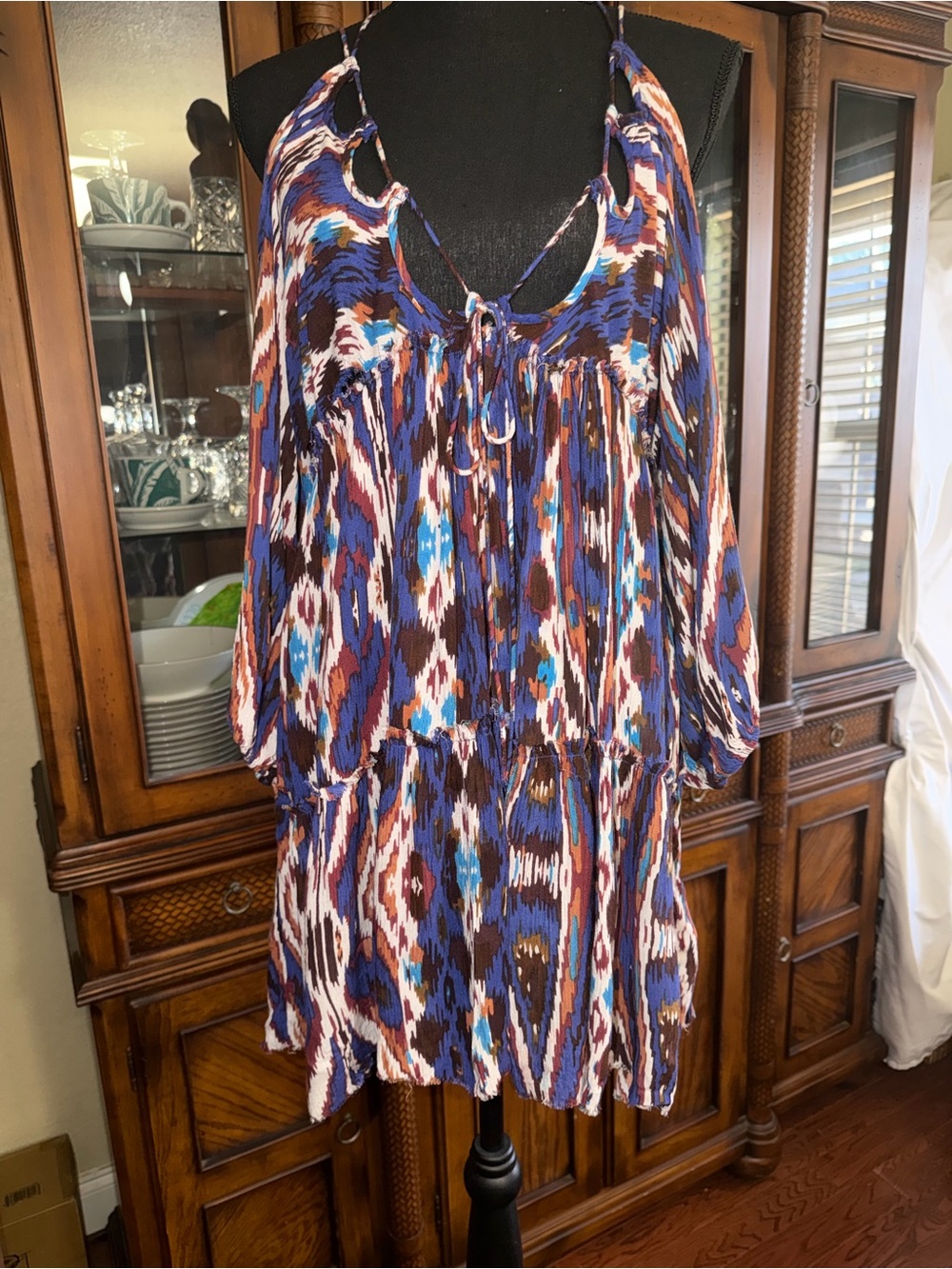Free People Multicolor Ikat Halter Tunic Dress